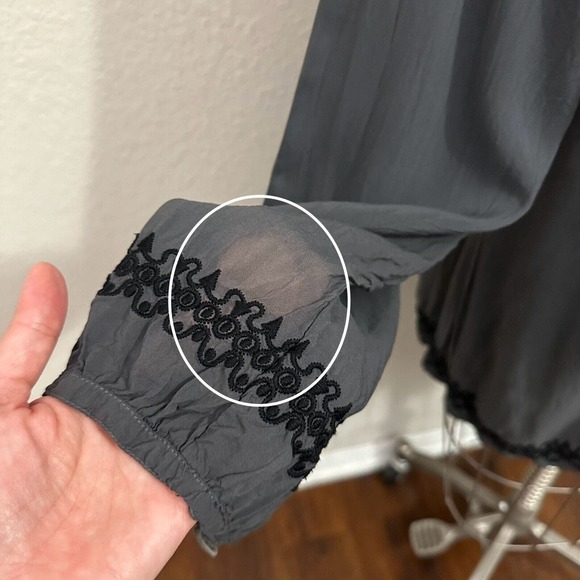 JOHNNY WAS BIYA L/S Tasseled Embroidered Gray Tunic #A3492 *FLAWED* - Picture 4 of 14